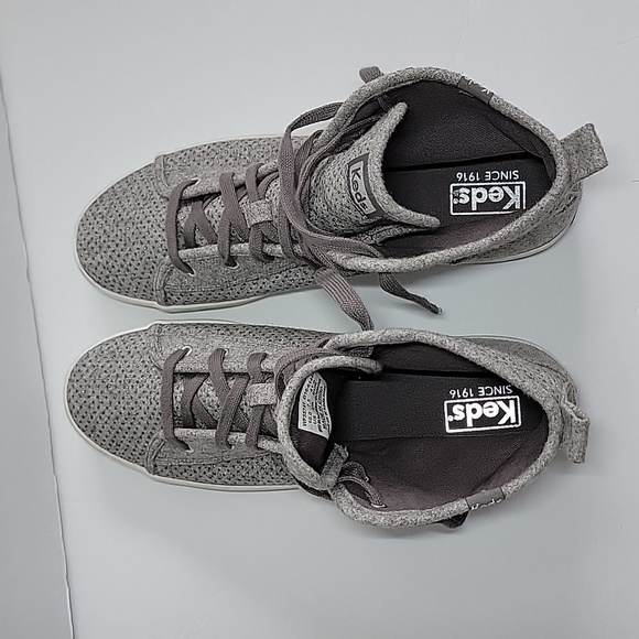 Keds Metallic Dot Gray Wool Shoes High Top Sneakers Classic Lace Up/Size 10. - Picture 5 of 10
